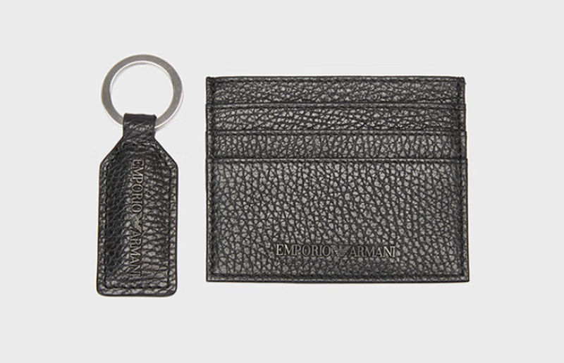 90% new Armani EMPORIO ARMANI gift EA men's card holder keychain set gift box