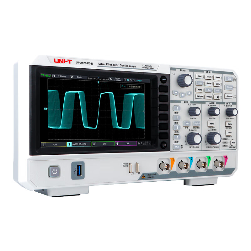 Unilever UPO1204X high-precision digital fluorescence oscilloscope, four-channel 200M bandwidth, 2G sampling rate, deep memory UPO1204X-E (Chinese oscilloscope)