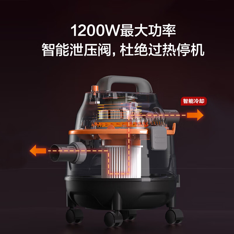 SUPOR New Year's gift bucket vacuum cleaner household high-power land reclamation cleaning special strong high-suction industrial dry and wet blowing vacuum cleaner 15L large capacity 70S