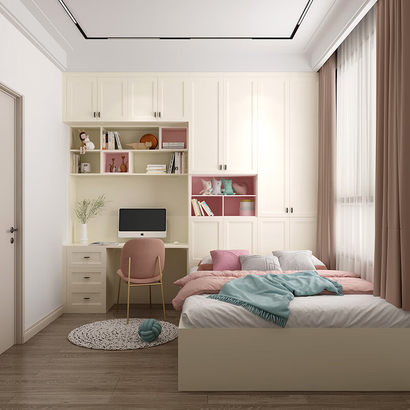 Sophia tatami bed wardrobe integrated bedroom multi-functional bed cabinet European style single bed study room bookcase storage combination cabinet membership bonus