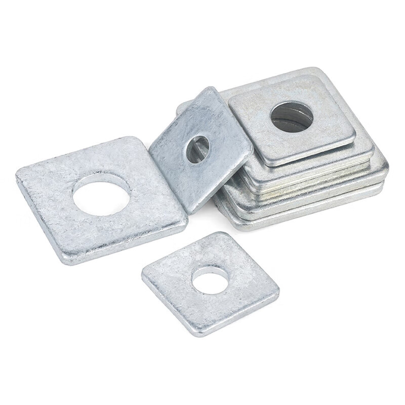 JINGGONG enlarged cold-dip galvanized square gasket thickened perforated iron plate square gasket galvanized iron gasket 20*50*5 (about 25 pieces for five pounds) cold-plated