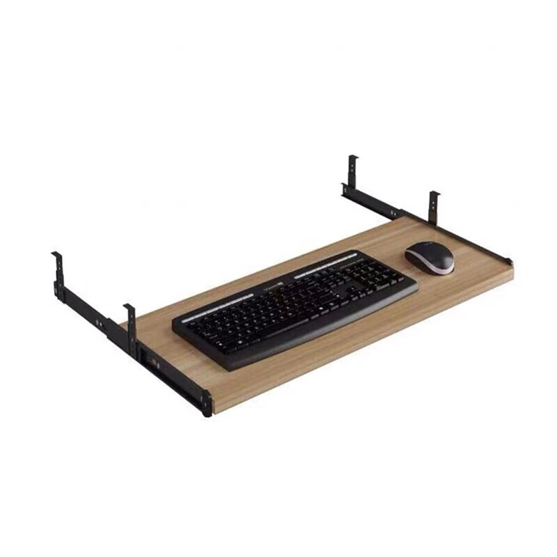 Computer desk keyboard tray drawer sliding track bottom accessories wooden pallet lifting keyboard drag without drilling screws right angle 70x27cm light walnut