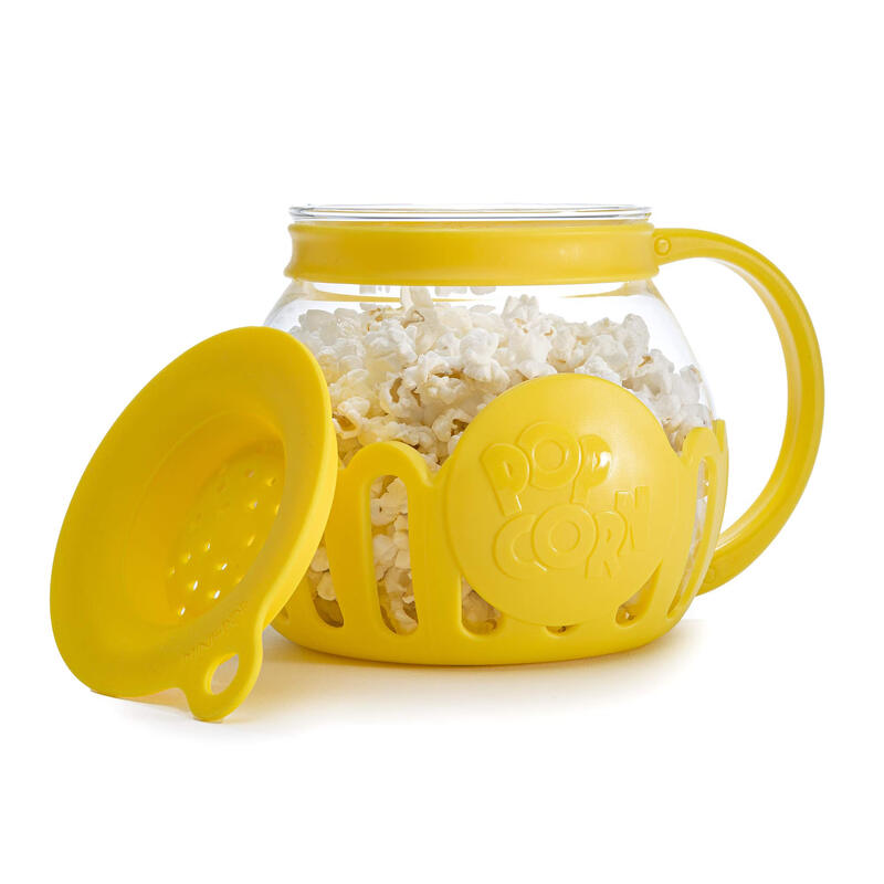 Ecolution Microwave Popcorn Maker 1.4L Oil-Free Glass Cup 3-in-1 Lid