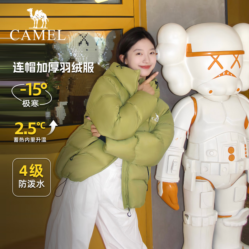 Camel (CAMEL) women's short down jacket winter new versatile warm thickened rhombus down jacket bread coat