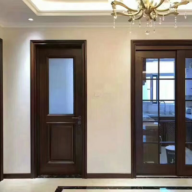 African red walnut wood door bedroom door set room interior door new Chinese style painted solid wood door whole house customization wood log customization