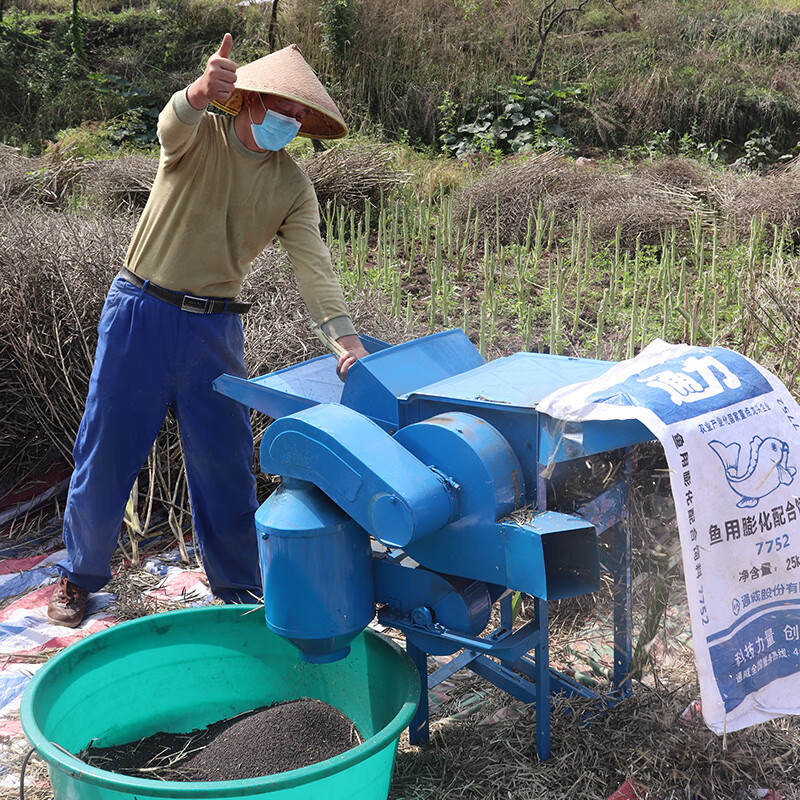 Wen Yijia customized household rapeseed threshing machine for agricultural soybeans, sorghum and sesame new threshing machine full feeding multi-functional wheat threshing machine new type 50 + high power motor