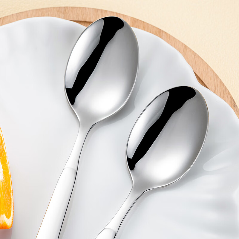 DKO316 stainless steel spoon household long handle spoon eating spoon western food spoon ins style high-looking round spoon dessert spoon small size * 1 pack 316 stainless steel