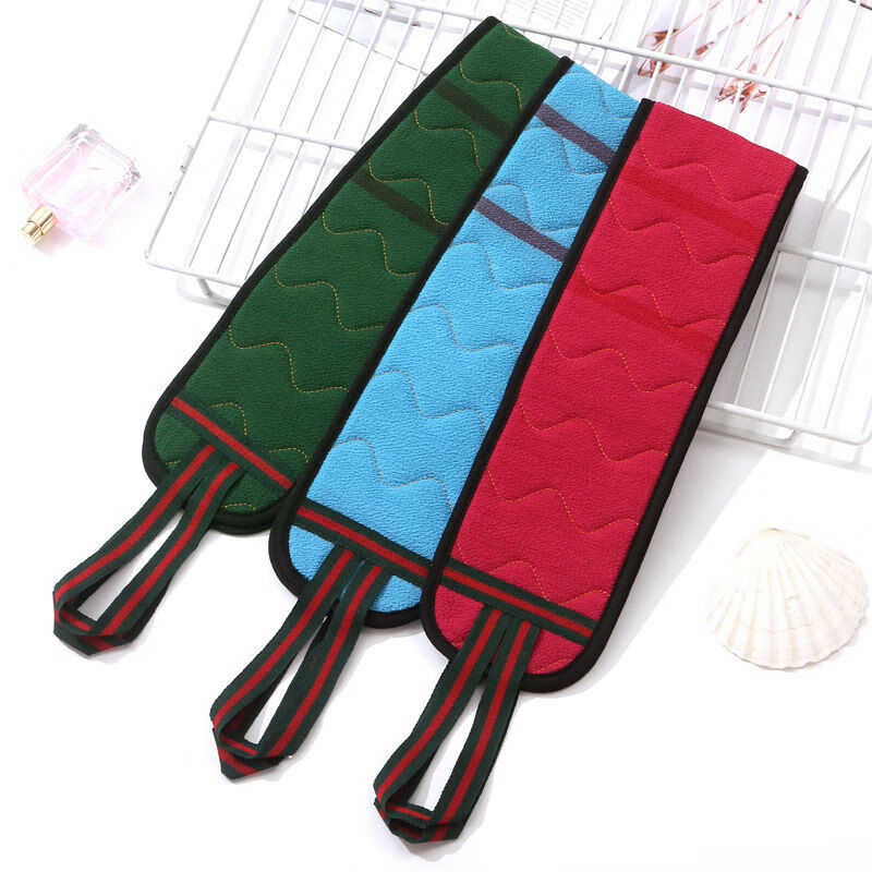 Extra coarse sling sling long bath towel double-sided adult back rub magic bath towel strong mud wiping sling extra thick 550D-pull sling + gloves dark green