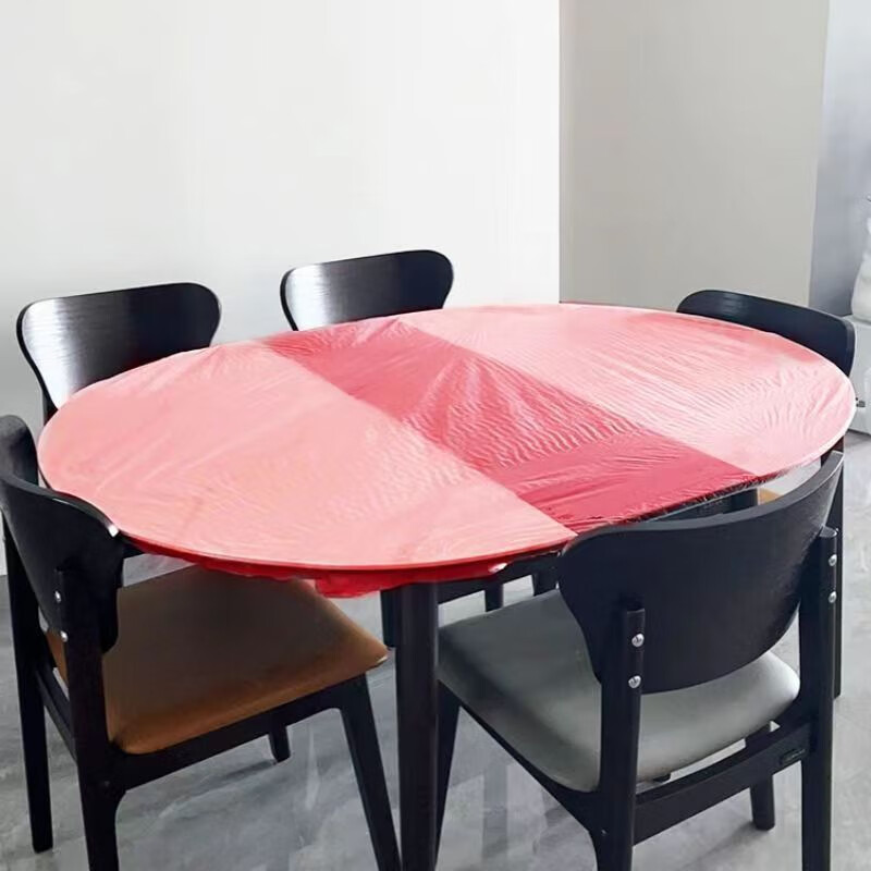 Nuanjuke disposable table cover with elastic mouth and transparent seat cloth, rectangular round table, thickened mouth-shaped tablecloth, great value, red, 20 pieces, round table diameter 1.2 meters, square table circumference within 3.7 meters