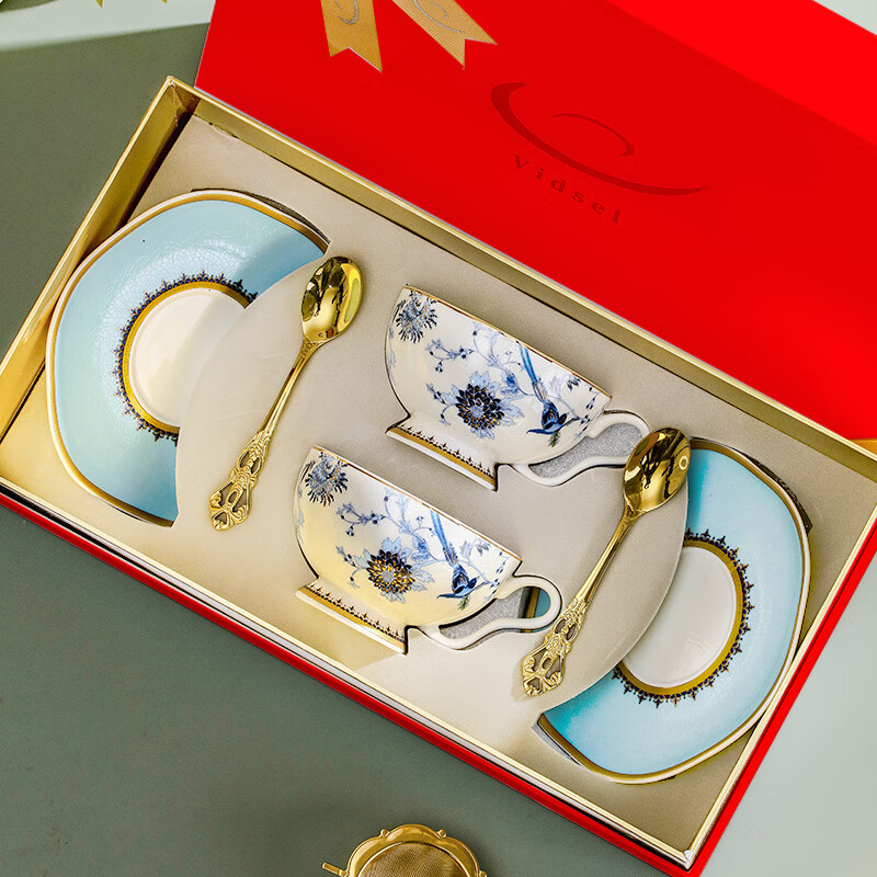 Vidsel bone china coffee cup and saucer set wedding gift for newlyweds souvenir high-end couple cup gift box wedding gift