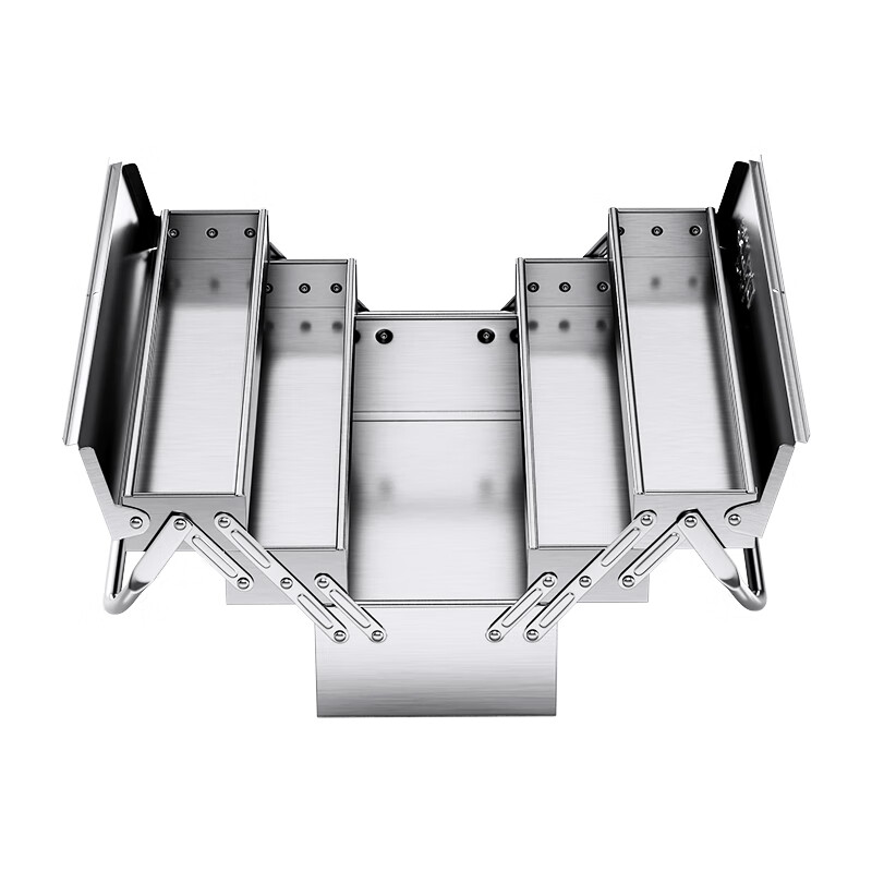 DELIXI ELECTRIC stainless steel tool box storage box three-layer folding household thickened portable hardware industrial grade storage box double-layer stainless steel extra large + password lock