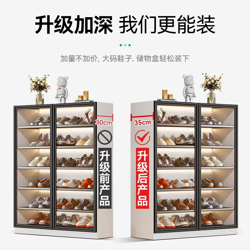 Caixiang storage cabinet multi-functional bookcase with glass door display wine cabinet light luxury custom home living room integrated whole wall to the top 6 layers elegant white length 120*height 120 holds about 38 pairs thickened standard version