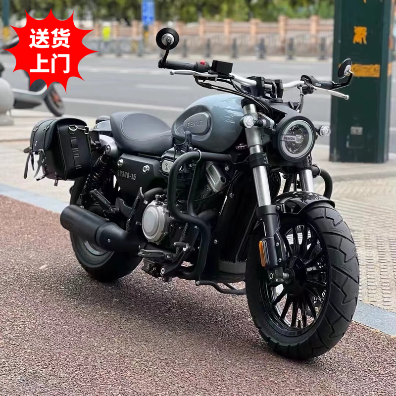 Second-hand Benda Jinjila 300 retro gray stone 300 Harley Cruise Prince fuel motorcycle transfer and can be licensed, black, complete procedures can be licensed