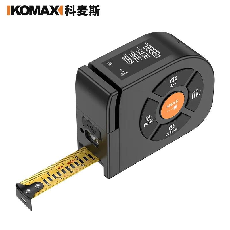 Komax infrared laser distance meter tape measure tool high-precision handheld electronic ruler measuring room artifact black (normal 40 meters) laser distance measuring tape