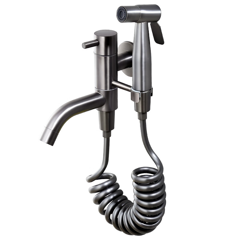 Jieguan bathroom wall two-in-one wall one-in-two-out mop pool special faucet with spray gun balcony washing mop, the water outlet can be rotated, dual-use spray gun set