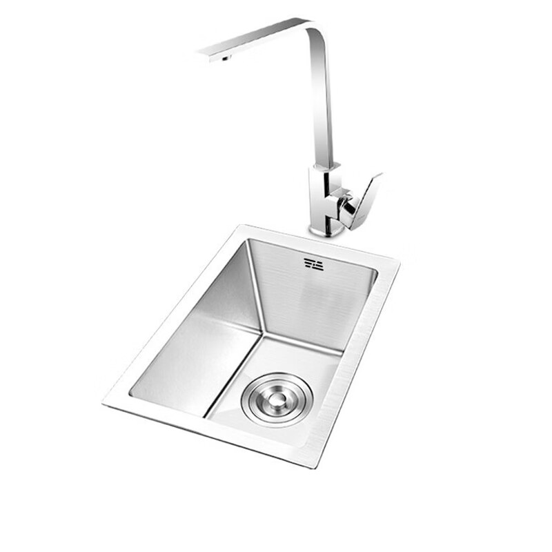 Other kitchen sinks small single sink bar wash basin balcony small size vegetable basin 304 stainless steel Taichung undercounter basin 42*28cm standard model with round hot and cold faucet