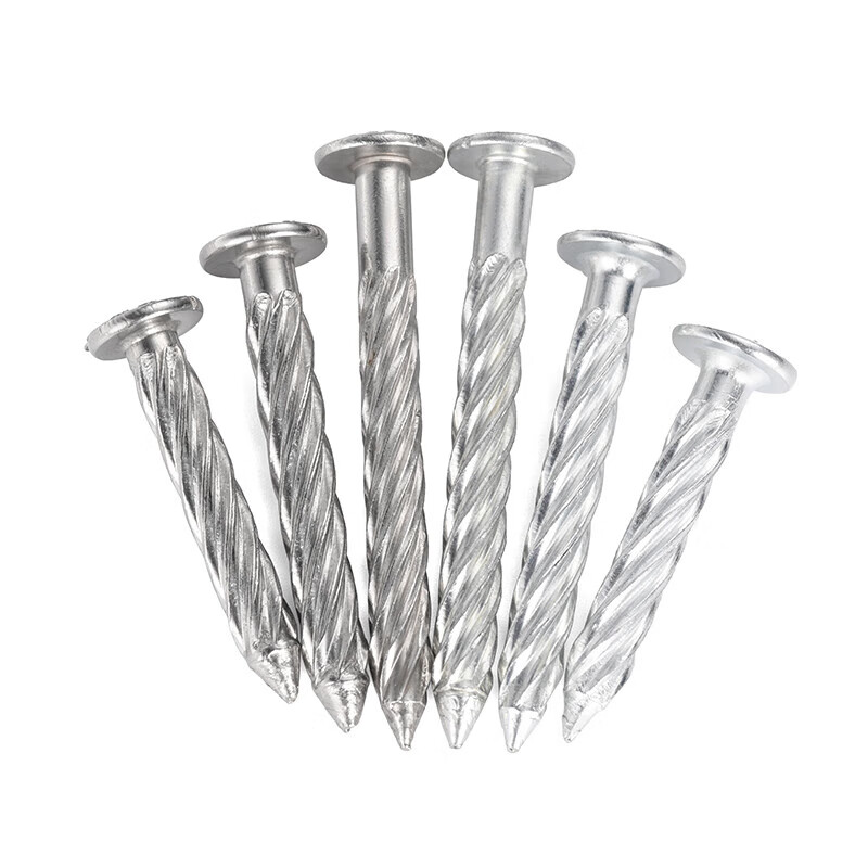 JINGGONG stainless steel threaded nails round head anti-theft net fixed nails twist nails steel nails cement nails pressure explosion threaded nails M8 galvanized 8*50 (50 pcs)