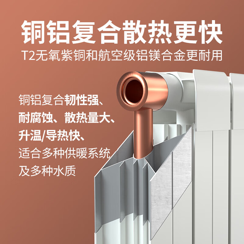 MILAN SPRING RADIATOR radiator household plumbing copper-aluminum composite bathroom small basket radiator wall-mounted central heating MTG-755 (minimum order of three pieces) 1.8m