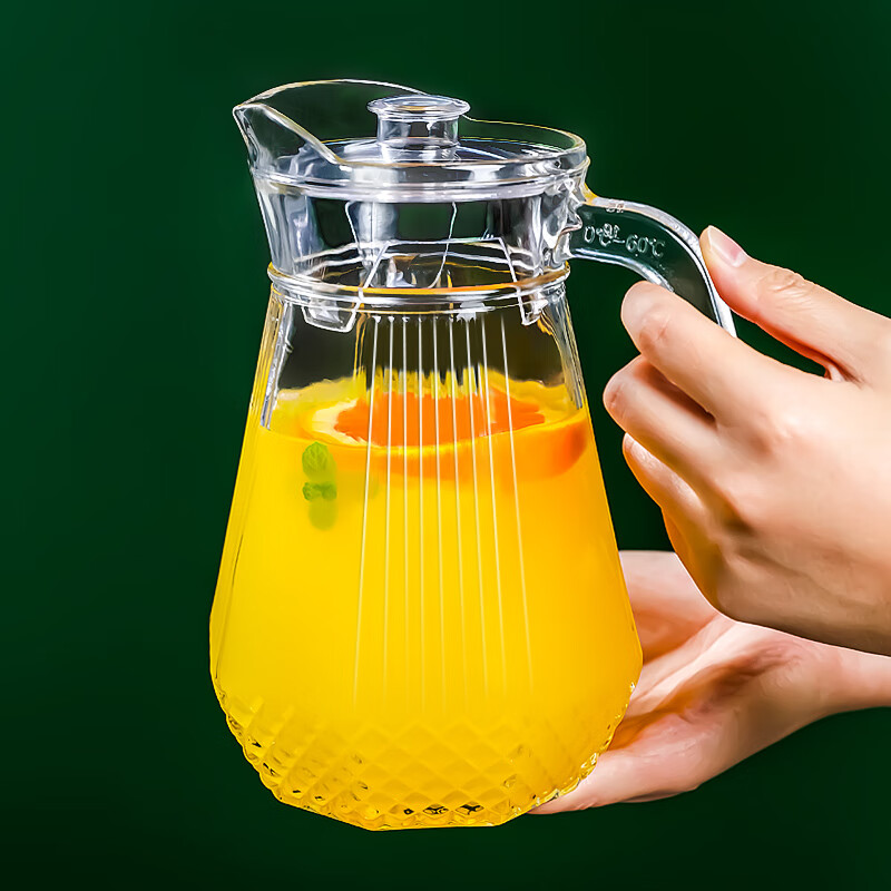 LNGA LANDGRE Germany imported quality cold water kettle glass high temperature resistant large capacity tea kettle household cold boiled water cup refrigerator tie transparent water rhyme kettle strengthened thickening damaged 1.3L