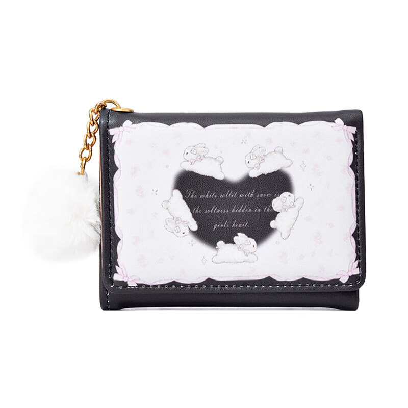 OEMG Korean Girl's Dream Tri-fold Wallet Bunny Card Holder ID Bag Cute Short Anti-Degaussing Multi-Slot Wallet Card Pink