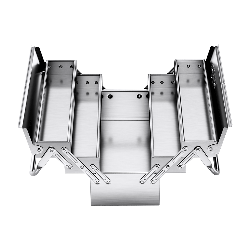 DELIXI ELECTRIC stainless steel tool box storage box three-layer folding household thickened portable hardware industrial grade storage box double-layer stainless steel extra large + password lock