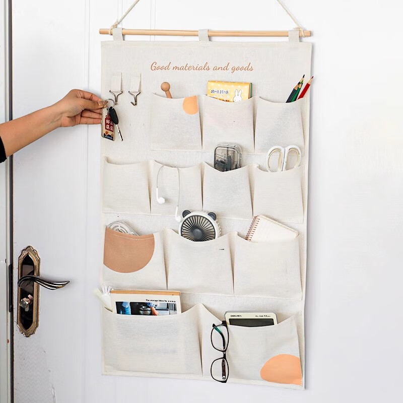 Round fabric storage hanging bag behind the door hanging storage bag student dormitory dormitory storage bag bedside miscellaneous hanging pocket