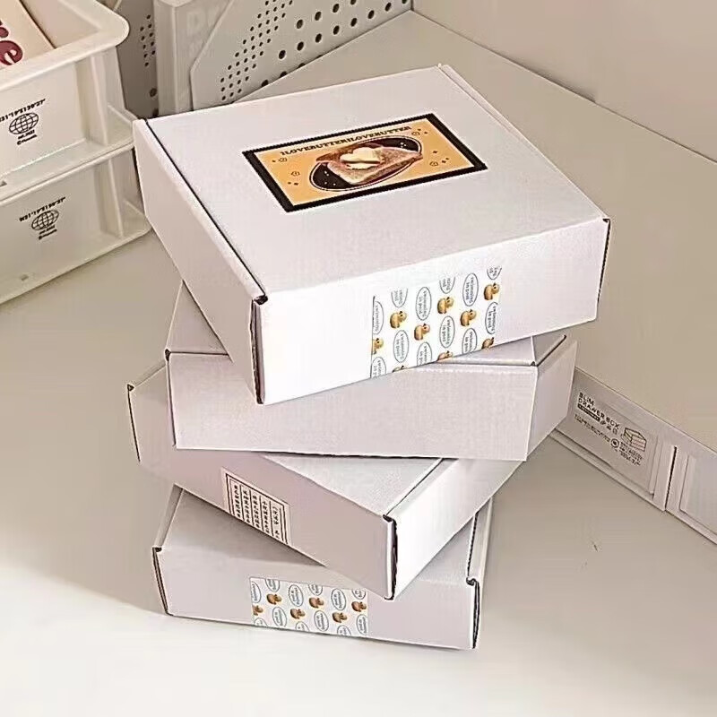 Thickened and hardened double-sided white airplane box extra hard carton rectangular super hard card packaging express gift box Q1 3 pieces white extra hard airplane box double-sided white large size 20*14+4cm