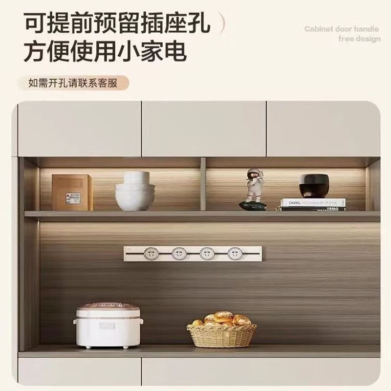 Home solid wood sideboard simple living room light luxury cabinet home wine cabinet multi-functional large one solid wood two doors丨80*230*40Cm self-installation