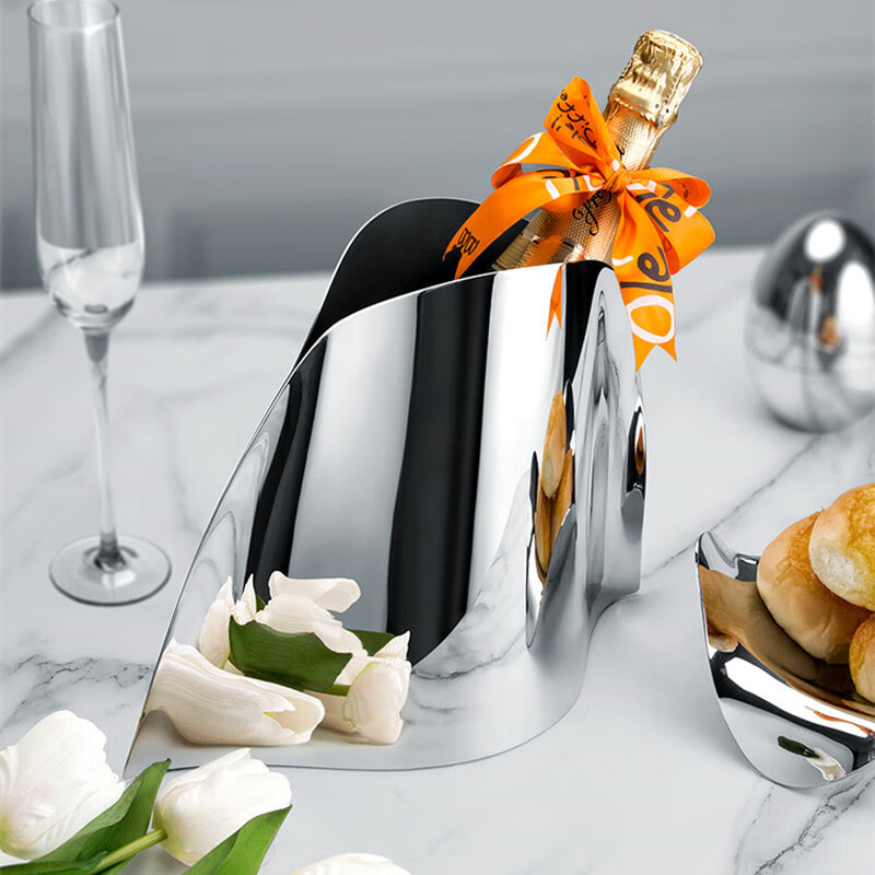 Aoyanlai thickened double-layer stainless steel red wine ice bucket champagne ice wine bucket ice beer bucket spit wine bucket ice bucket insulation bucket silver waist ice bucket