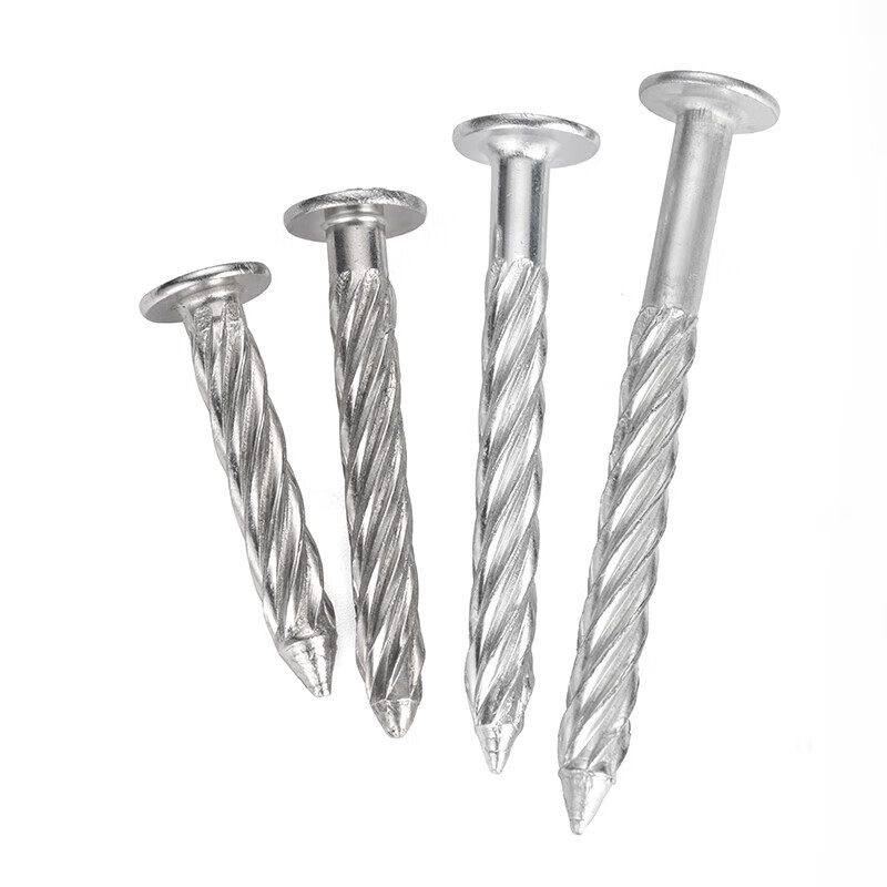 JINGGONG stainless steel threaded nails round head anti-theft net fixed nails twist nails steel nails cement nails pressure explosion threaded nails M8 galvanized 8*50 (50 pcs)
