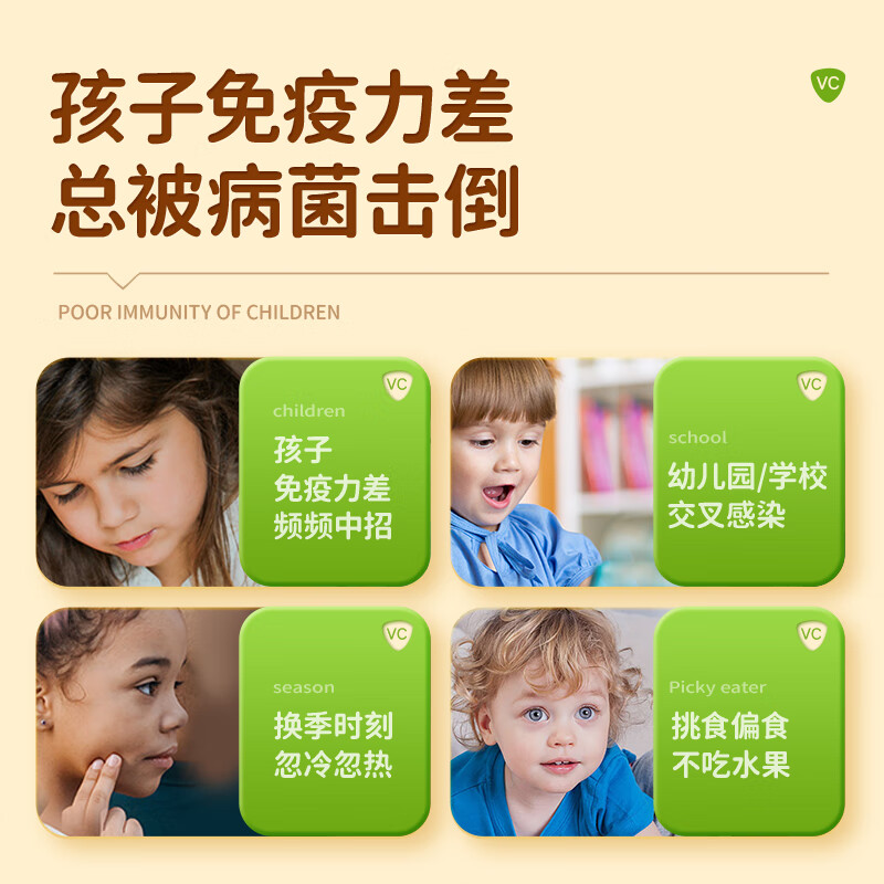 Guoweikang Children's Vitamin C Lozenges 240 Vitamin C Chewable Tablets VC4-17 Years Old Teenage Students