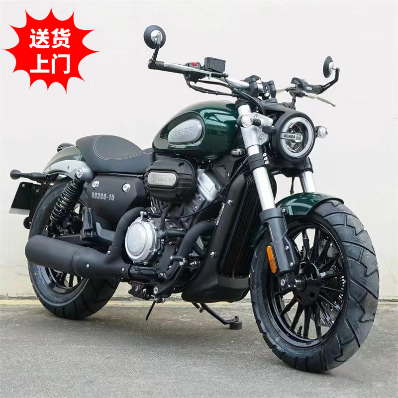 Second-hand Benda Jinjila 300 retro gray stone 300 Harley Cruise Prince fuel motorcycle transfer and can be licensed, black, complete procedures can be licensed