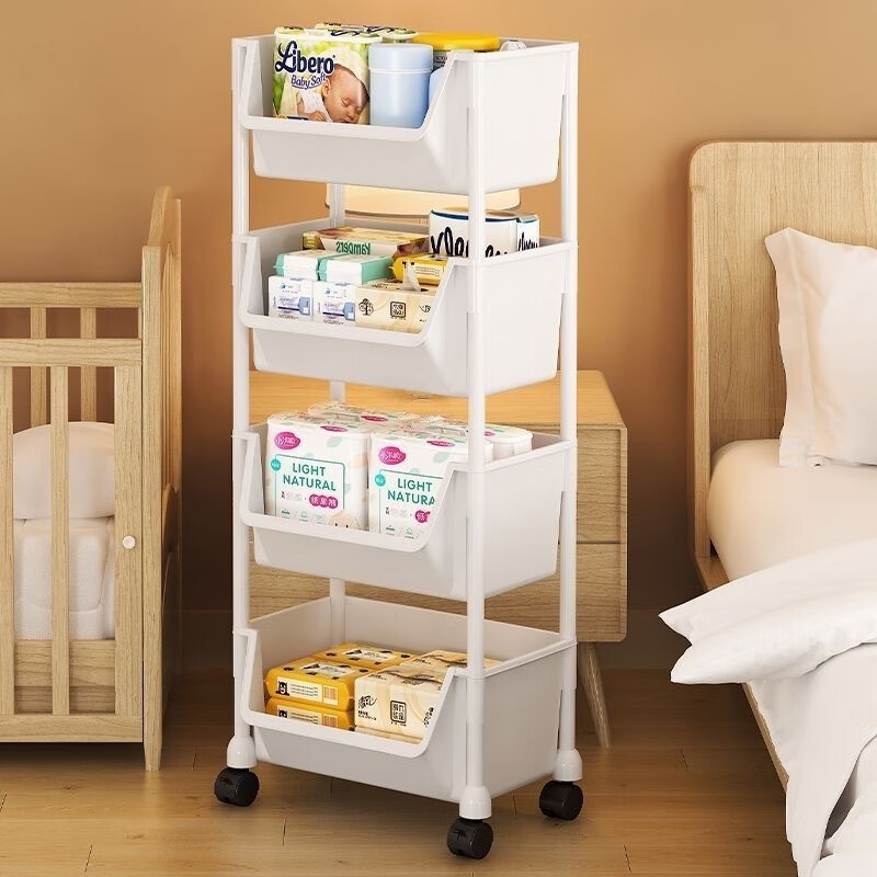 Zhuobo floor-standing storage rack kitchen vegetable basket snack rack storage shelf storage rack bookshelf SJ16 open style 4 layers