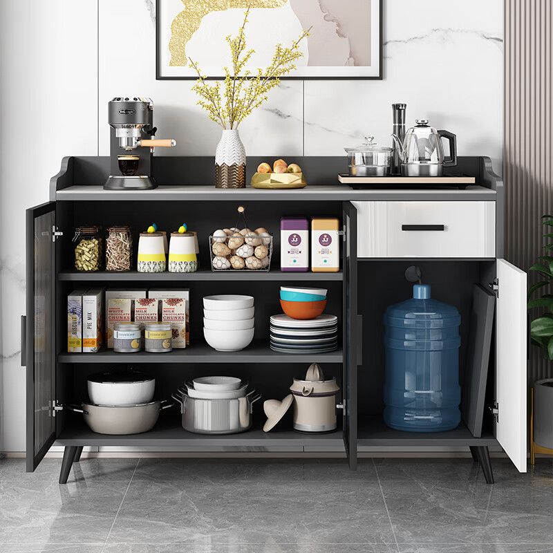 Weiwang slate sideboard modern minimalist living room small apartment storage storage glass door solid wood restaurant entrance tea cabinet Mani gray slate + glass length 68 width 32