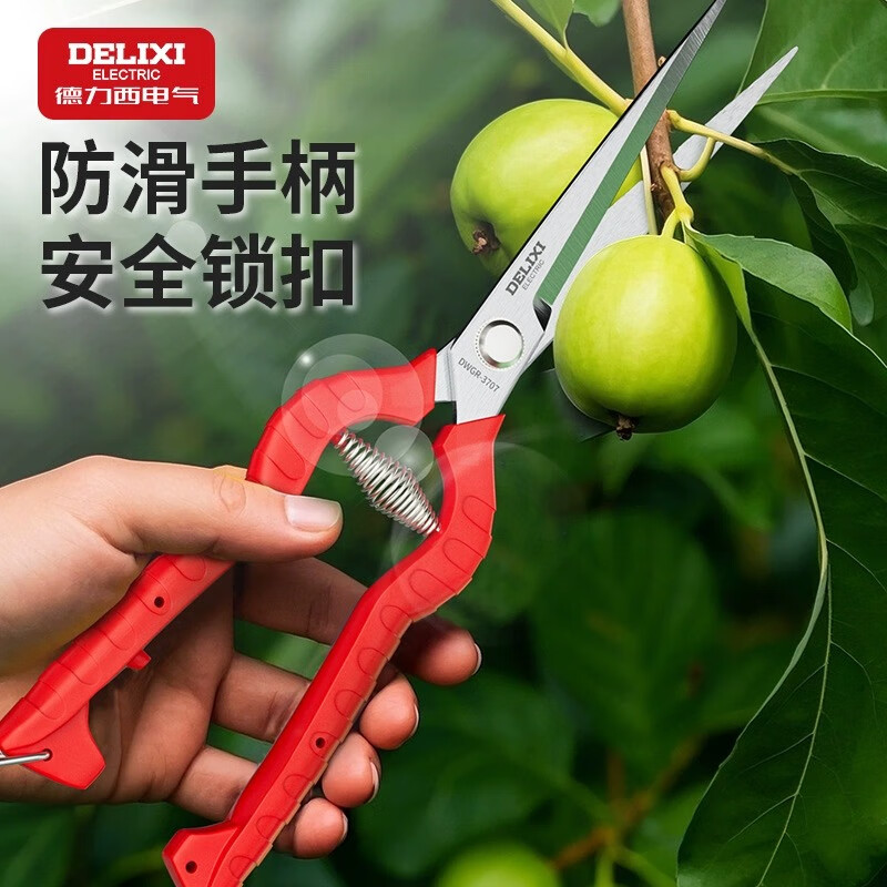 Delixi fruit pruning shears, gardening pruning shears, fruit and vegetable shears, pepper picking scissors, fruit and vegetable picking tools, fruit branch shears, Delixi 905 extended straight fruit shears-235mm