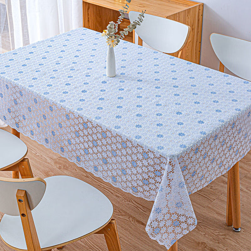 An Junsheng PVC tablecloth waterproof, anti-scald and anti-oil, no-wash table mat, rectangular plastic rubber coffee table mat, living room tablecloth for home use 005-beige 100x138cm (suitable for small dining table)