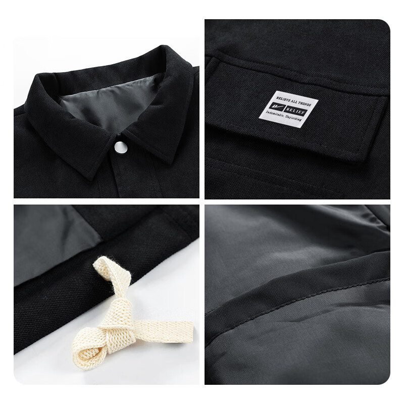 Pull-back jacket men's spring and autumn casual versatile lapel jacket men's trendy workwear men's tops black XL