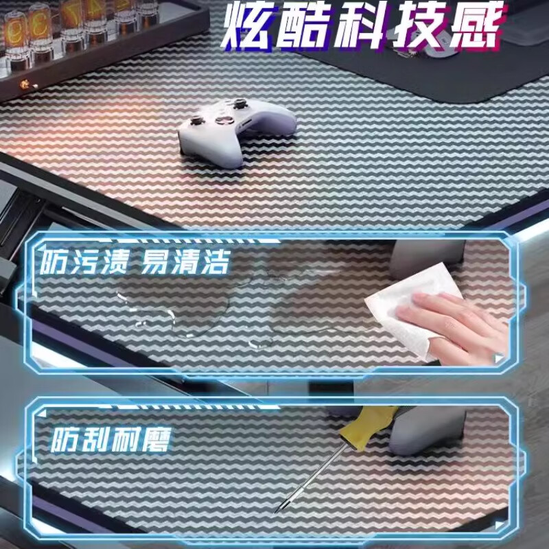 Yilinju Folding Computer Desk Desktop Home Gaming Table and Chair Bedroom Simple Carbon Fiber Table Workbench Desk Desk Carbon Fiber Textured Surface 120*60 Black