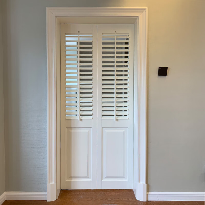 Ji Litian pure solid wood door cloakroom storage room balcony door does not occupy space movable louver double folding door louver + core board white (per square)