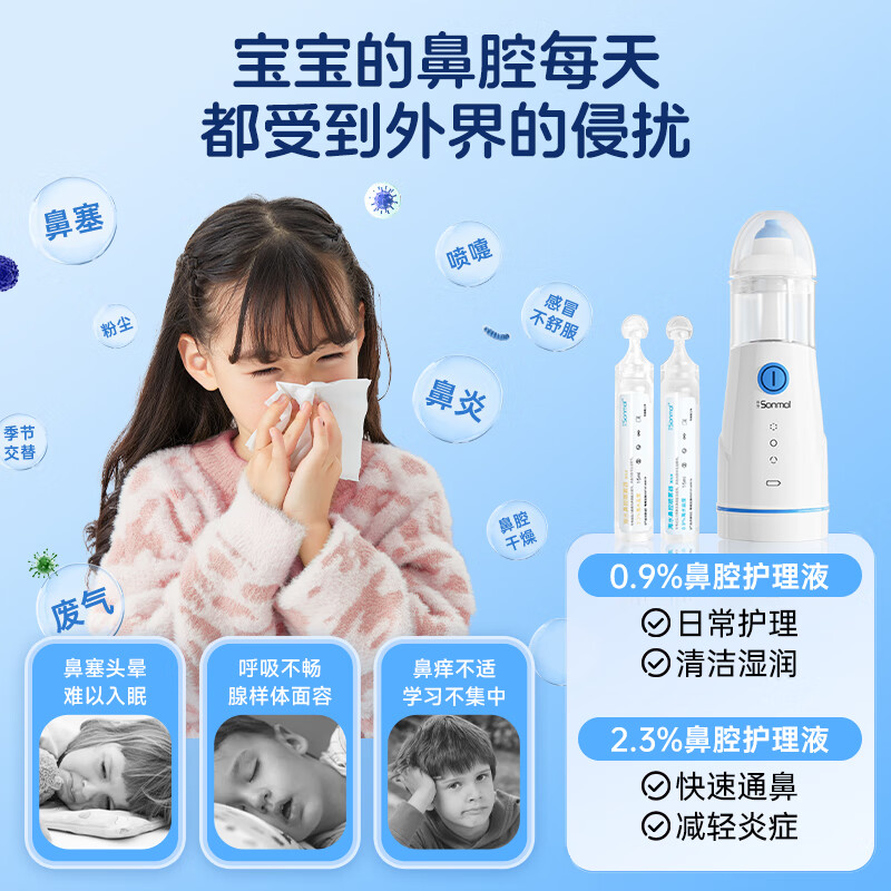 Shuomao Nasal Irrigator Children's Electric Spray Physiological Sea Salt Water Atomized Rhinitis Nasal Irrigator MFNI-03EB