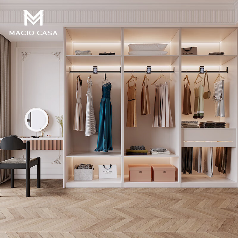 Margo Cream Style Integrated Wardrobe Cloakroom Bedroom Furniture Master Bedroom Wardrobe Bookcase Bedside Table Integrated Prepaid Deposit