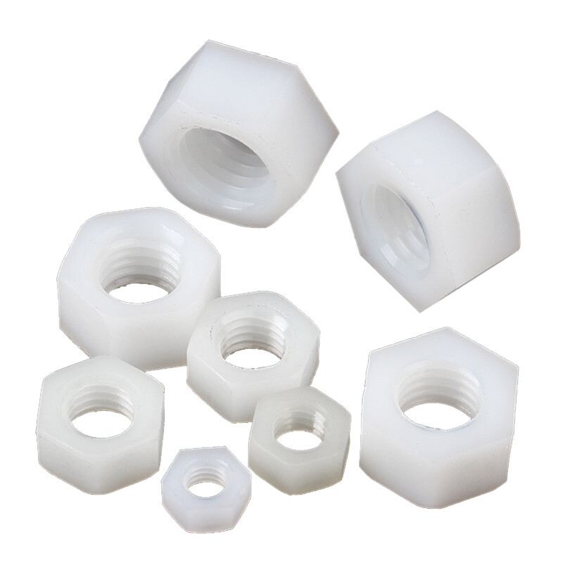 Guwanji nylon hexagonal nut plastic nut nut cap plastic nylon screw cap national standard fastener collection M6 50 pieces white