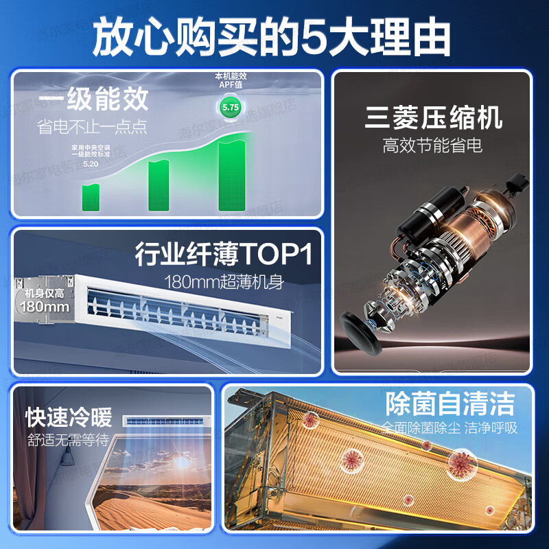 Haier Smart Home produces the Commander Central Air Conditioner Yuanqi Net Energy Saving One-to-Four Home Multi-split One-to-Five-to-Six Duct Machine Full DC Frequency Converter Smart IoT 15% Off on Orders Large 6 HP First-Class Energy Efficiency Yuanqi One-to-Four + Powerful Heating and Cooling + Super Power-Saving Dehumidification