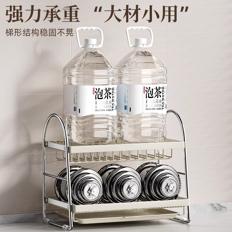 GNNDXX German bowl rack, dish storage rack, kitchen storage rack, multi-functional bowl counter top household dishes and chopsticks drain rack, milk white, double layer 40CM+chopstick tube+cutting board rack, solid carbon steel