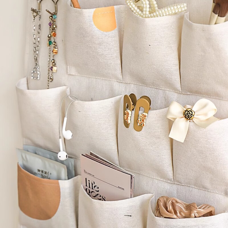 Round fabric storage hanging bag behind the door hanging storage bag student dormitory dormitory storage bag bedside miscellaneous hanging pocket