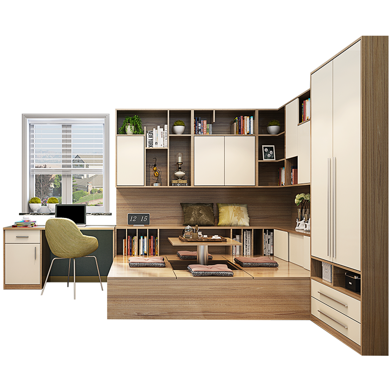 Zhibang Tatami Customized Tatami Bed Liftable Table Tatami Customized Wardrobe Multifunctional Storage Cabinet Corner Desk Modern Simple Whole House Customized Furniture 500 Reservation Deposit