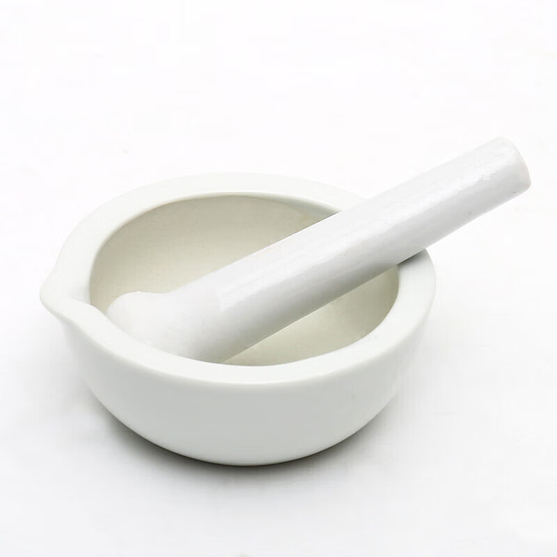 YUANZU ceramic mortar, mortar, grinding bowl, tamping medicine jar, grinding rod, mortar, pestle, Chinese and Western medicine grinding bowl, mashing bowl, tamping medicine set, bowl + stick + spoon + brush, frosted inner wall, thickened porcelain wall