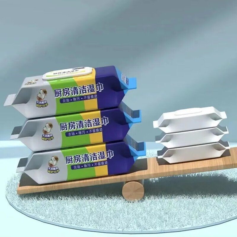 Kitchen wipes are enlarged and thickened, natural coconut oil wet wipes for household cleaning and degreasing, large packaging, disposable, 5 packs (80 wipes per pack) 20*20cm