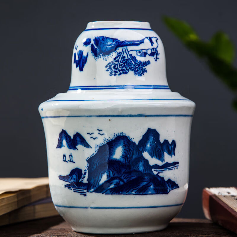 Huanjin Jingdezhen ceramic wine warmer hot wine pot yellow wine heating warm wine household white wine hot wine pot old-fashioned wine set small landscape 2 liang