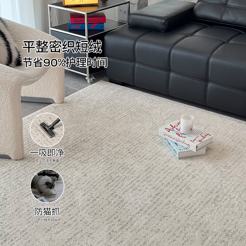 Cartifiya glue-free waterproof, formaldehyde-free, antibacterial, simple, modern, light luxury, non-slip living room carpet, Danish Snow 2*2.9 meters